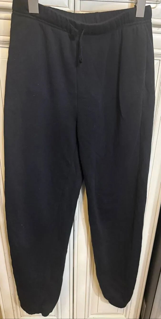 H&M Youth Girls Fleece High-Waisted Drawstring Jogger Sweatpants Black Size 18
